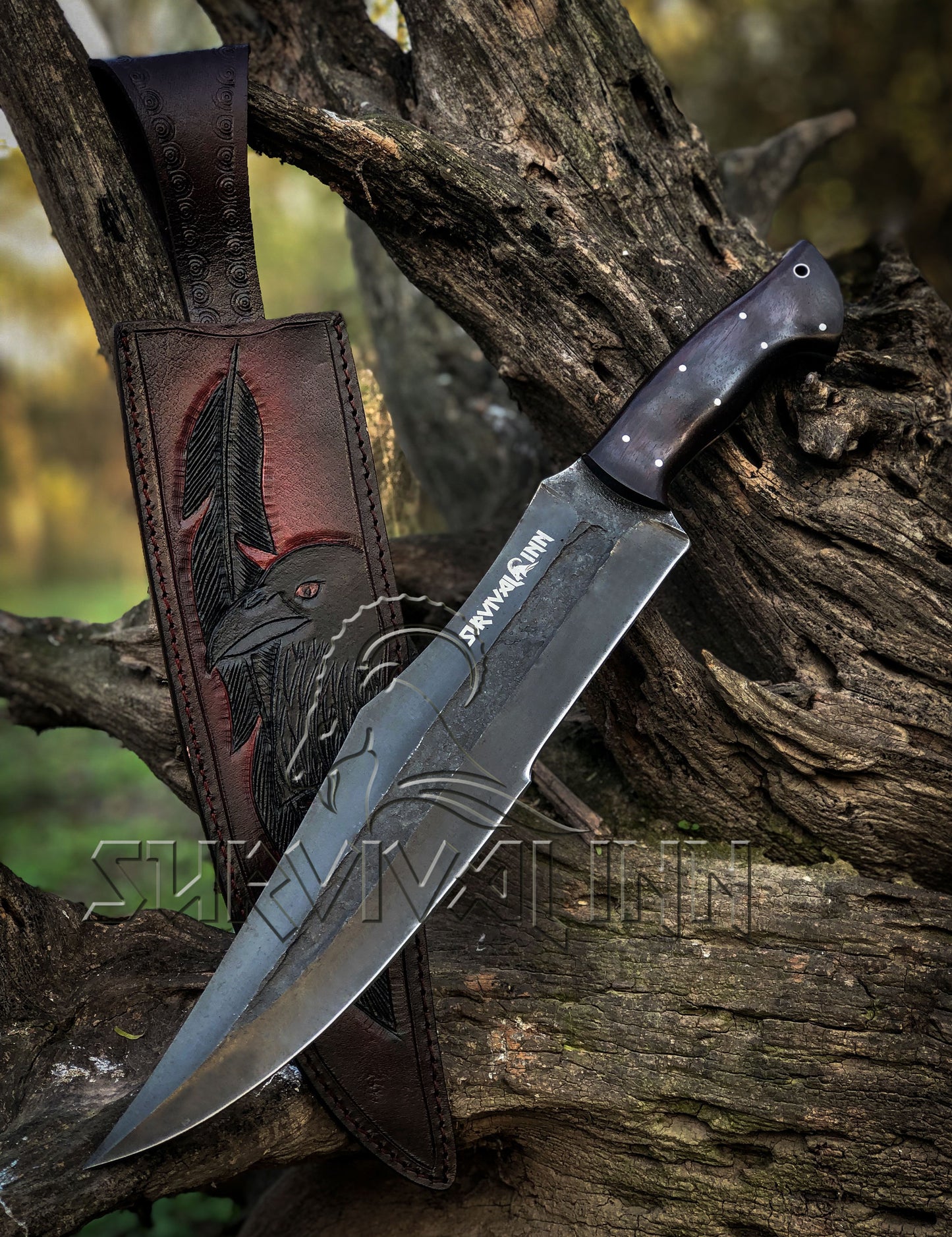 Premium Hand-Forged Bog Hunting Bowie Knife | High Carbon Steel Survival Blade knife | Survivalinn