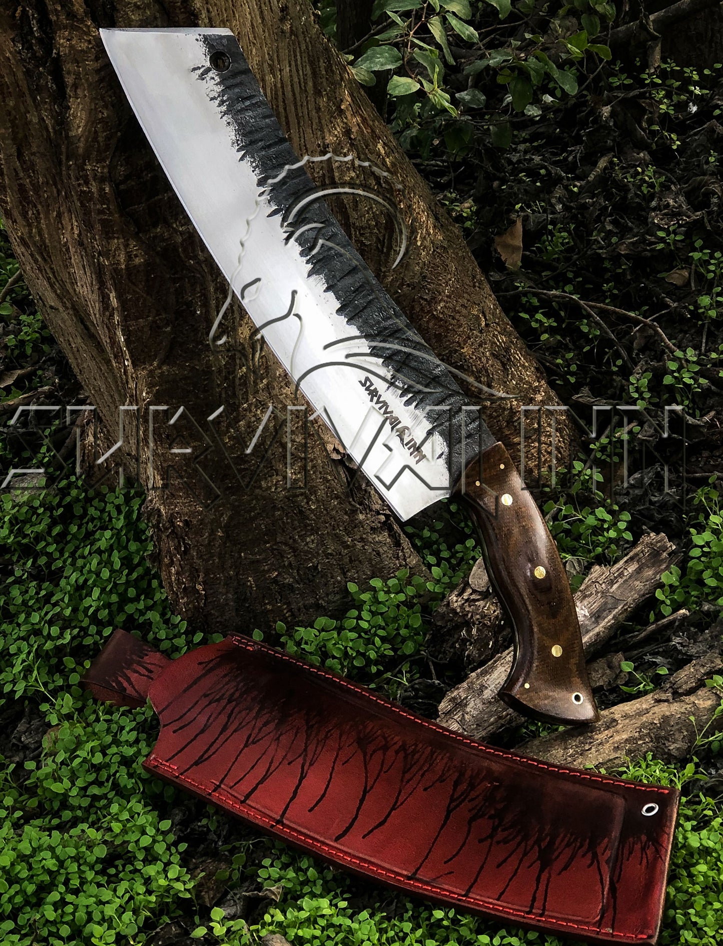 Premium Hand-Forged Bog Hunting Bowie Knife | High Carbon Steel Survival Blade