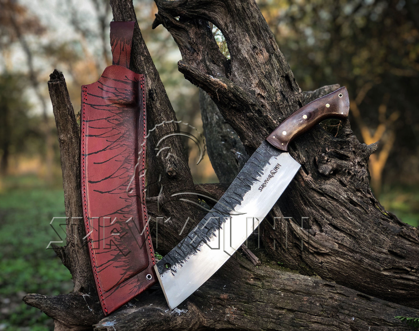 Premium Hand-Forged Bog Hunting Bowie Knife | High Carbon Steel Survival Blade