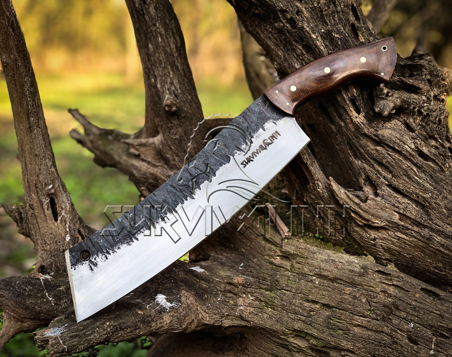 Premium Hand-Forged Bog Hunting Bowie Knife | High Carbon Steel Survival Blade