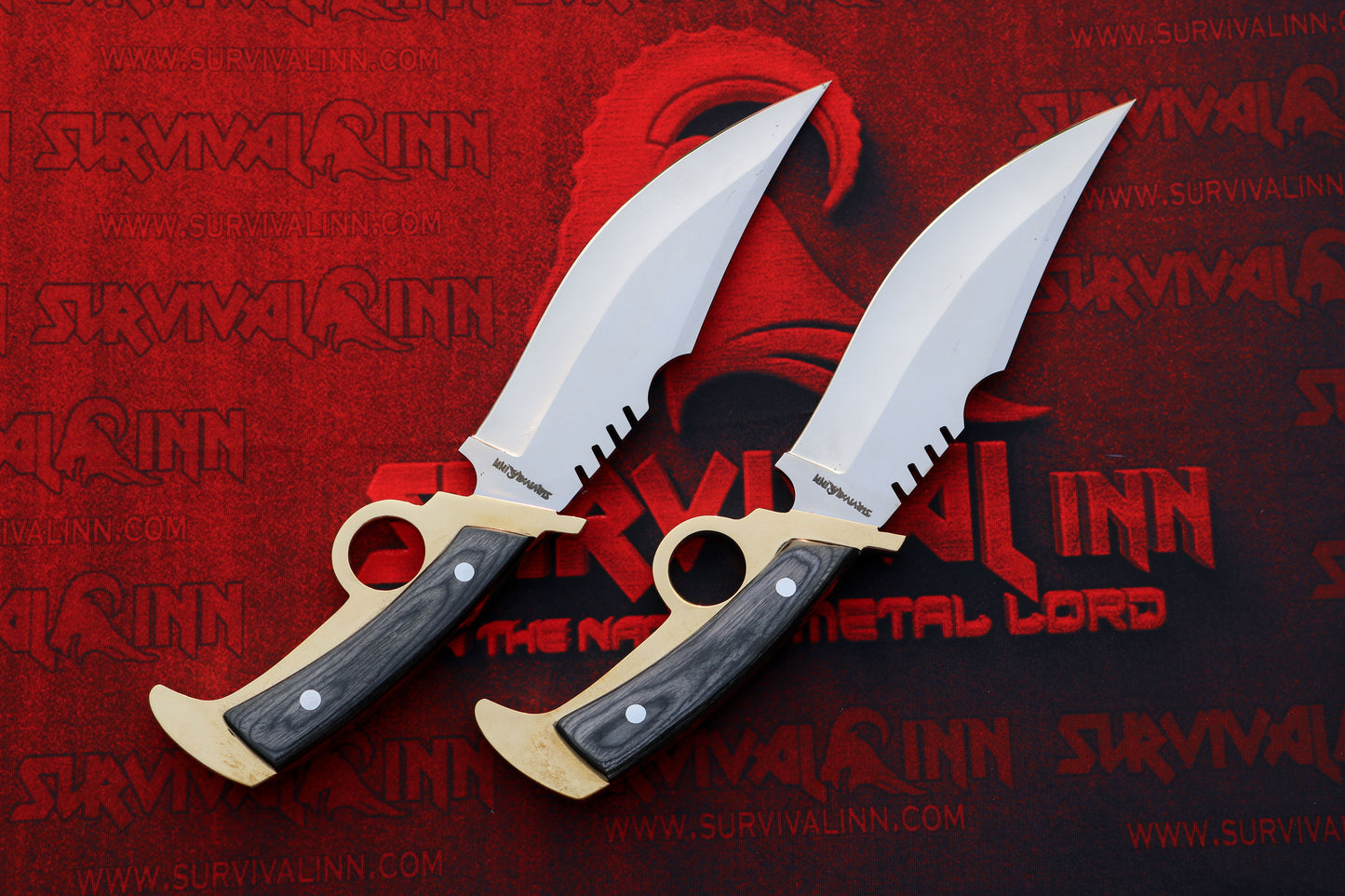 Pair of Daryl Dixon Knives Displayed in Crossed Position for Collectors