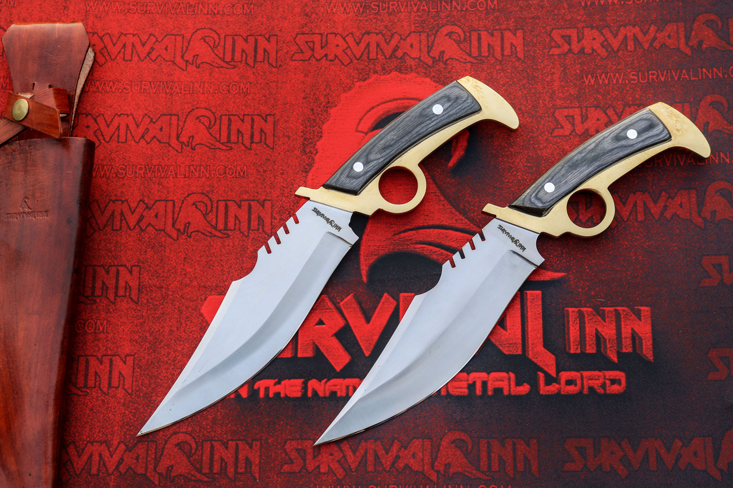 Twin Daryl Dixon Knives with Leather Sheaths for Outdoor Use