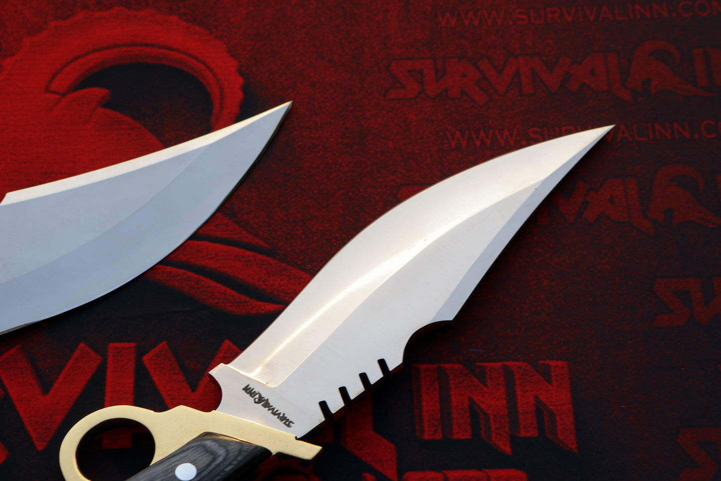 Pair of Daryl Dixon Movie Knives – Twin Replica Blades on Wooden Table