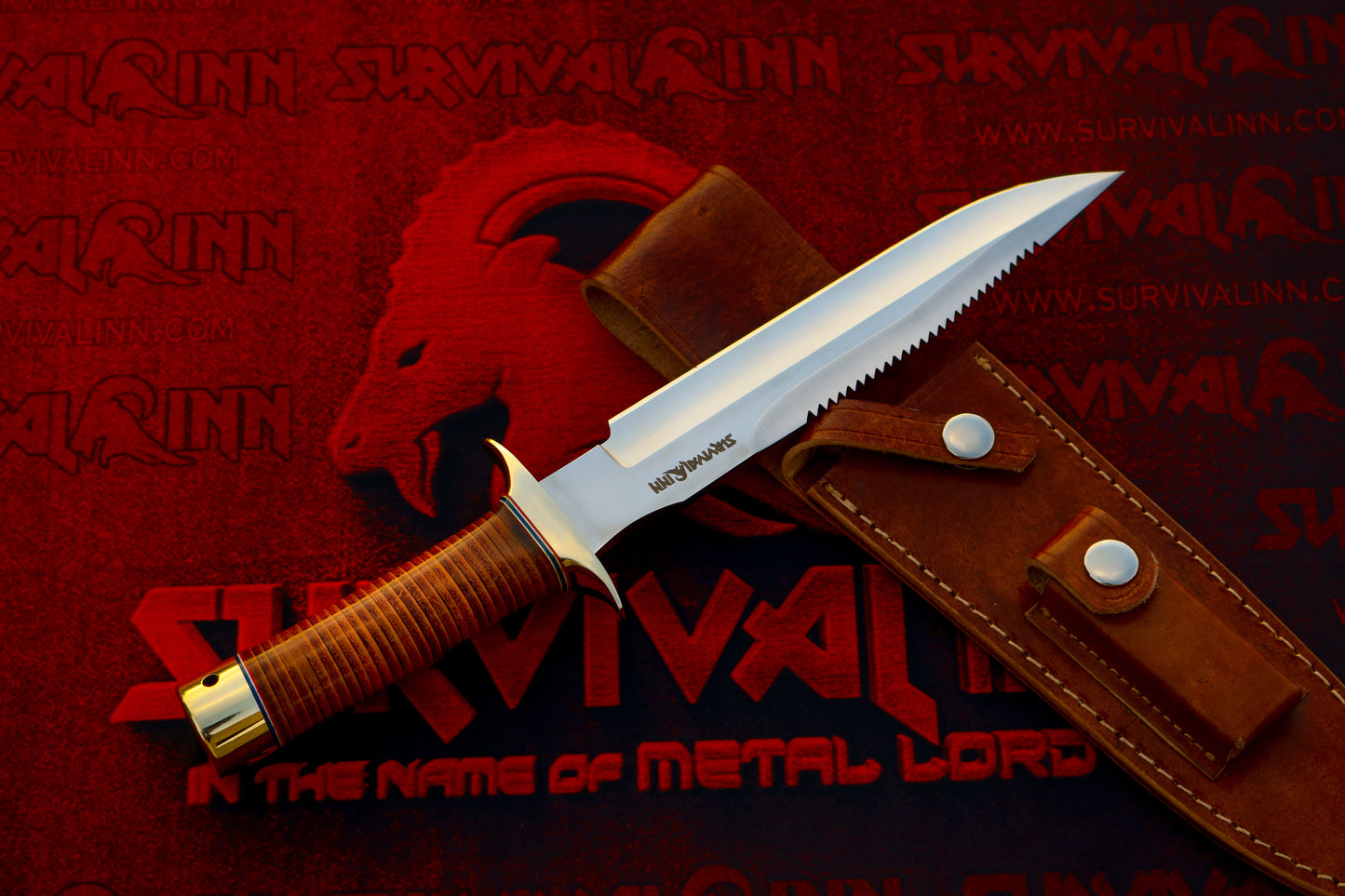 Premium Handmade Hunting Bowie Knife | D2 Steel Fixed Blade with Leather Handle | Survivalinn