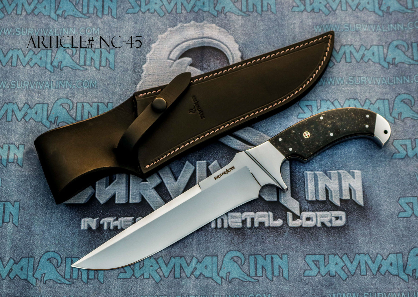 Custom Bowie knife with full tang steel blade and galaxy micarta handle for collectors