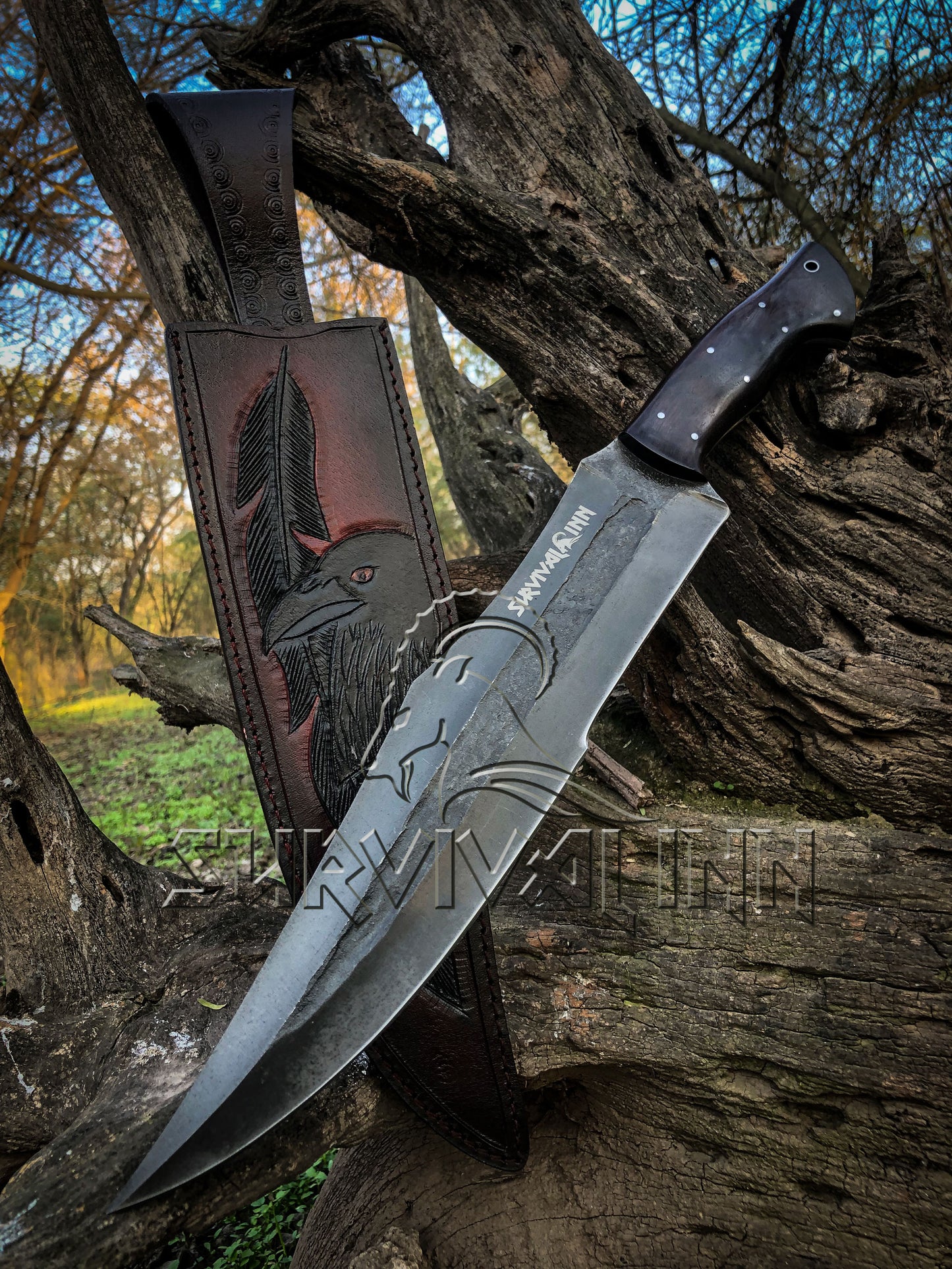 Premium Hand-Forged Bog Hunting Bowie Knife | High Carbon Steel Survival Blade knife
