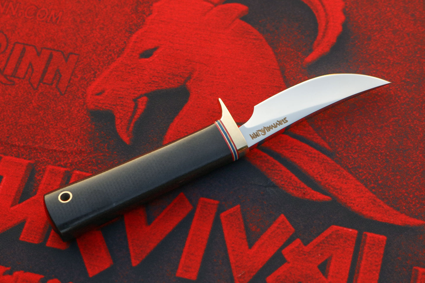Randall Model 20 Yukon Skinner knife with 4.5 inch O-1 steel blade and black Micarta handle