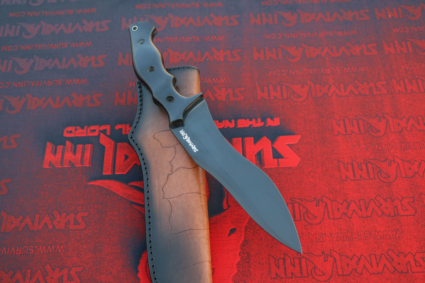 Custom Redemption Bowie knife showing detailed craftsmanship