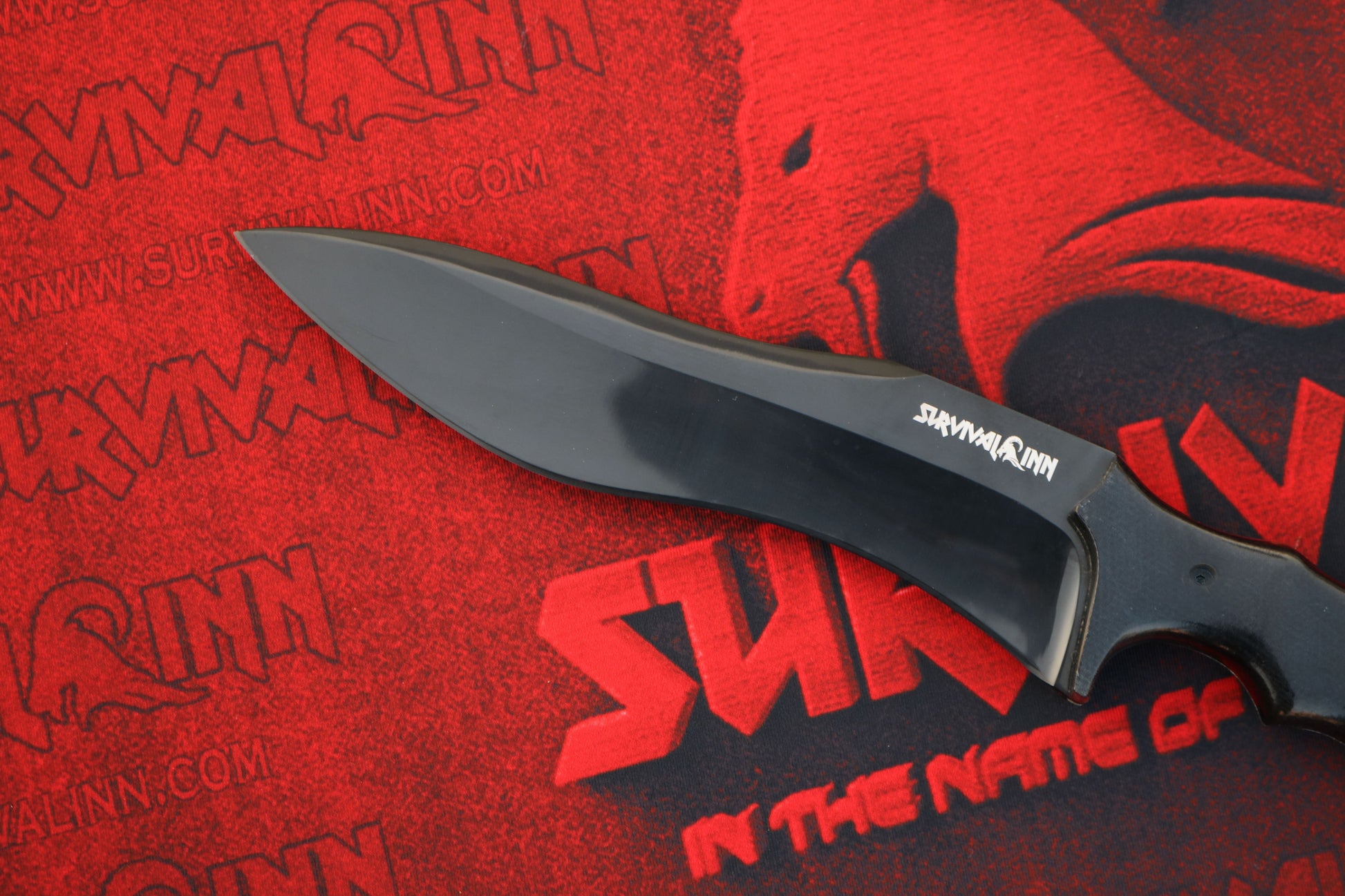 D2 steel Redemption Bowie knife blade edge close-up