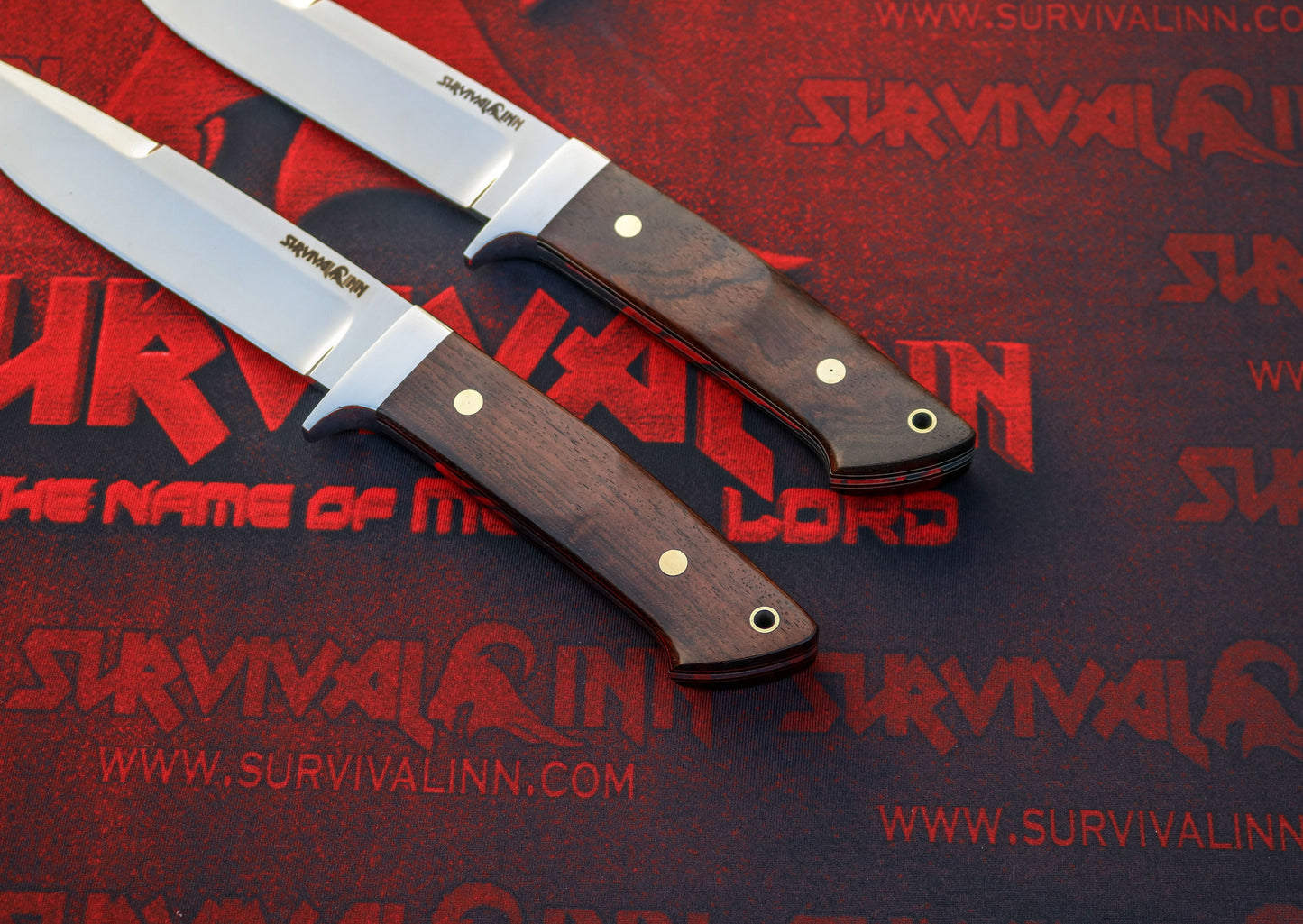 Handmade Loveless-style fixed blade with stainless steel guard