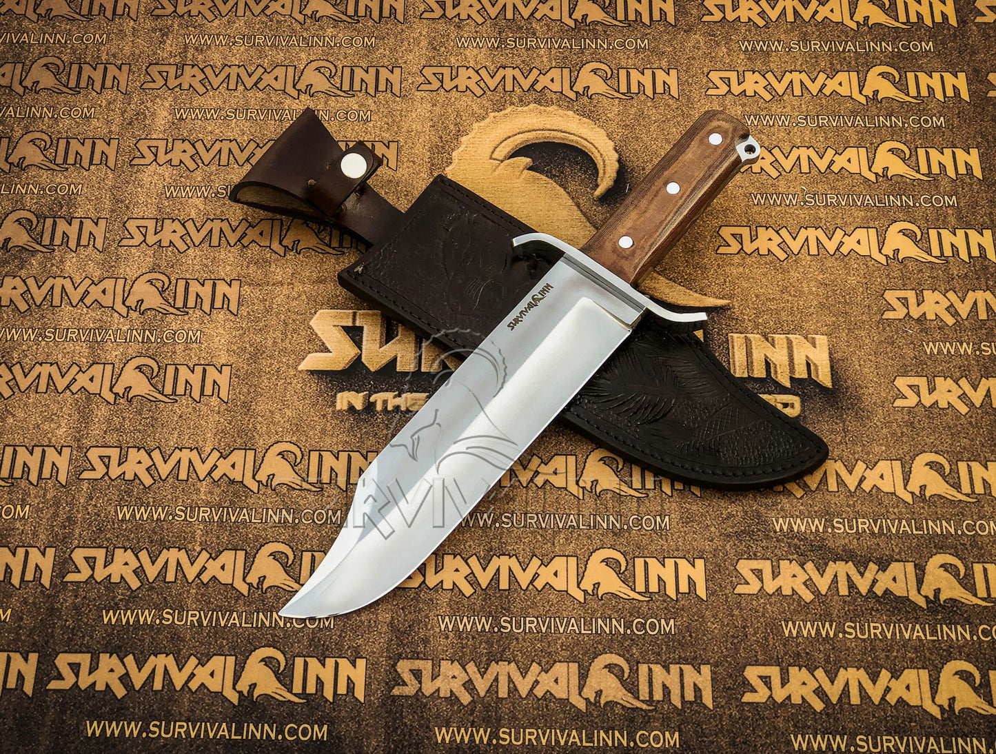 Handmade forged 5160 steel hunting bowie knife with full tang construction and clip point blade